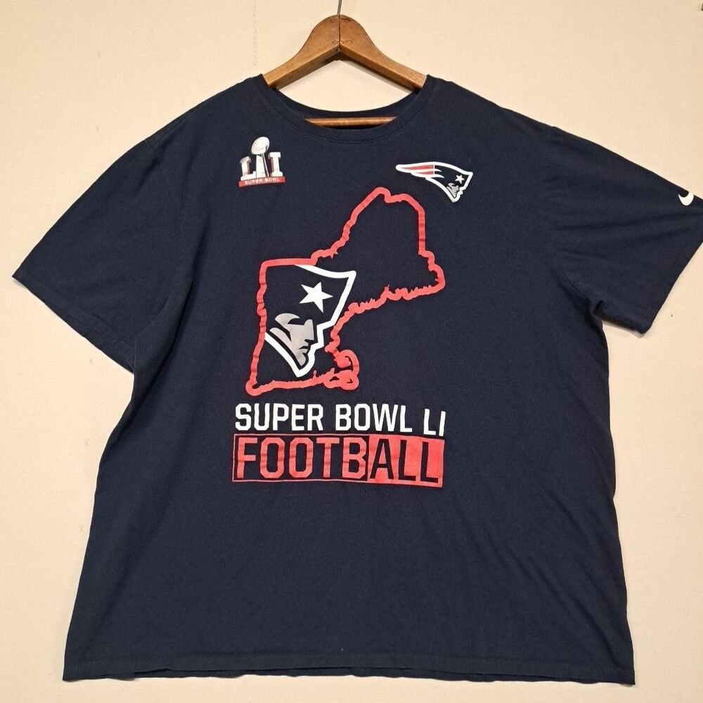 Nike 2XL New England Patriots Mens T-Shirt Blue NFL 2017 Super Bowl LI Champions